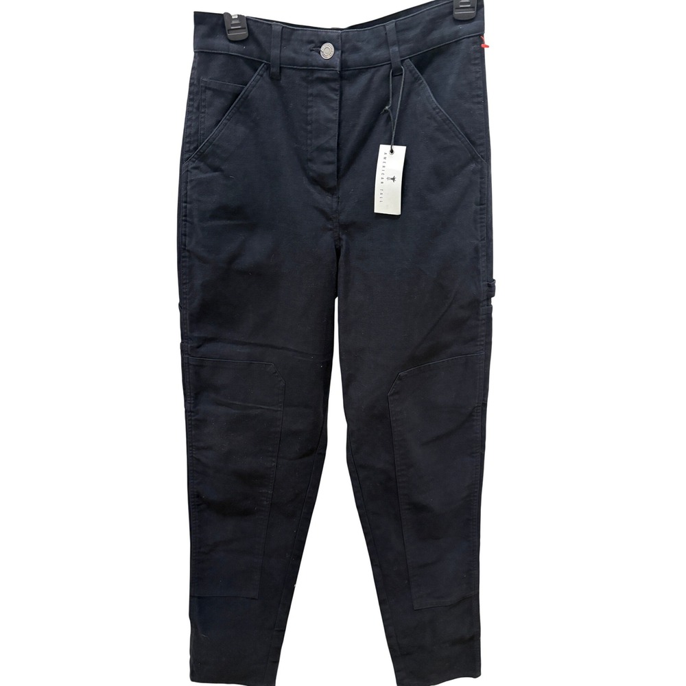 American Tall Womens Black High Rise Carpenter Pants Double Knee Size 6 XT 37 In